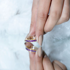 Round Shape Amethyst Eternity Ring in Channel Setting
