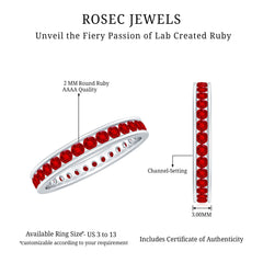 Channel Set Round Created Ruby Eternity Band Ring