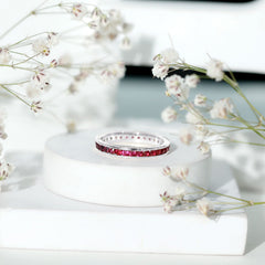 Channel Set Round Created Ruby Eternity Band Ring
