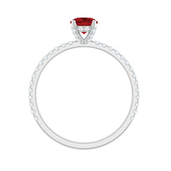 Lab Created Ruby Engagement Ring with Diamond Side Stones