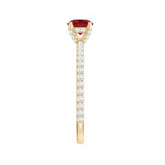Lab Created Ruby Engagement Ring with Diamond Side Stones