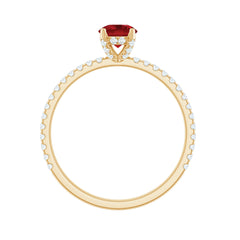 Lab Created Ruby Engagement Ring with Diamond Side Stones