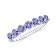 Certified Real Tanzanite Half Eternity Ring for Anniversary