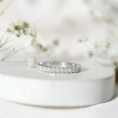 Princess Cut Moissanite Stackable Eternity Band Ring