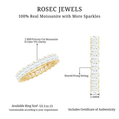 Princess Cut Moissanite Stackable Eternity Band Ring