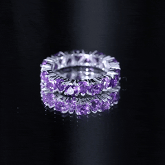 February Birthstone Amethyst Heart Eternity Ring in Gold
