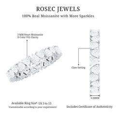 Claw Set Moissanite Heart Wedding Band for Women