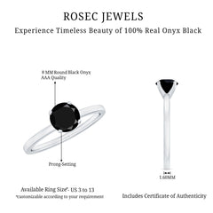 Natural 2 Carat Black Onyx Engagement Ring For Women