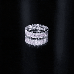 Baguette Lab Grown Pink Sapphire Eternity Band with Diamond