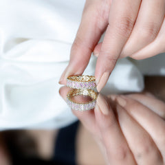 Baguette Lab Grown Pink Sapphire Eternity Band with Diamond