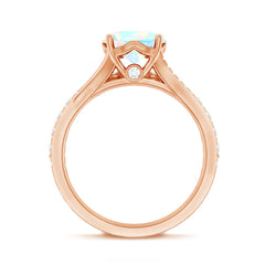 Natural Ethiopian Opal Split Shank Engagement Ring with Wedding Band