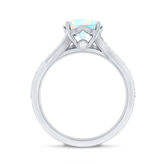 Natural Ethiopian Opal Split Shank Engagement Ring with Wedding Band