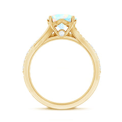 Natural Ethiopian Opal Split Shank Engagement Ring with Wedding Band
