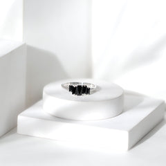 Baguette Cut Black Onyx 5 Stone Anniversary Ring