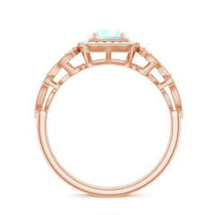 Certified Real Ethiopian Opal Retro Engagement Ring with Diamond