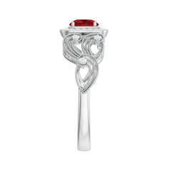 Certified Lab Created Ruby Antique Engagement Ring with Diamond