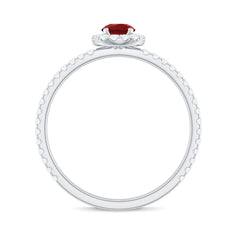 Certified Lab Grown Ruby and Diamond Halo Engagement Ring