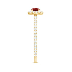 Certified Lab Grown Ruby and Diamond Halo Engagement Ring