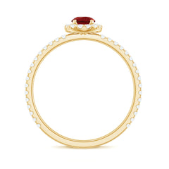 Certified Lab Grown Ruby and Diamond Halo Engagement Ring