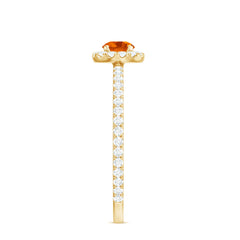Round Fire Opal Minimal Engagement Ring with Diamond