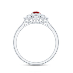 Lab Grown Ruby and Diamond Flower Cluster Engagement Ring