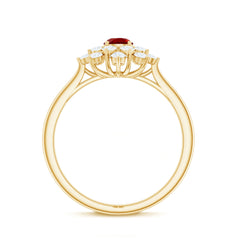 Lab Grown Ruby and Diamond Flower Cluster Engagement Ring