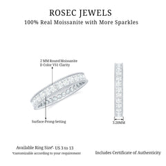 Moissanite Band Ring with Milgrain Detailing
