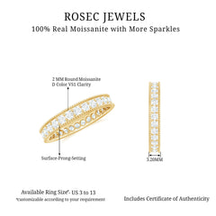 Moissanite Band Ring with Milgrain Detailing