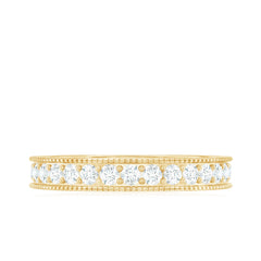 Moissanite Band Ring with Milgrain Detailing