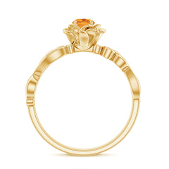 Nature Inspired Citrine Flower Engagement Ring with Diamond