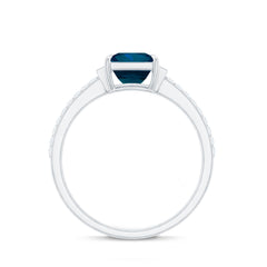 6mm Princess Cut London Blue Topaz Classic Engagement Ring with Diamond