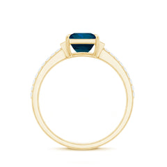 6mm Princess Cut London Blue Topaz Classic Engagement Ring with Diamond