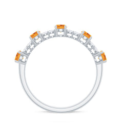 Natural Citrine Diamond Half Eternity Ring for Anniversary