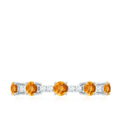 Natural Citrine Diamond Half Eternity Ring for Anniversary