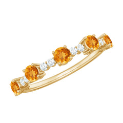 Natural Citrine Diamond Half Eternity Ring for Anniversary