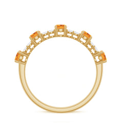 Natural Citrine Diamond Half Eternity Ring for Anniversary