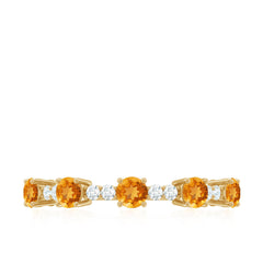 Natural Citrine Diamond Half Eternity Ring for Anniversary