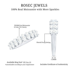 2.50 CT Oval Moissanite Half Eternity Band Ring in Gold