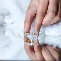 2.50 CT Oval Moissanite Half Eternity Band Ring in Gold