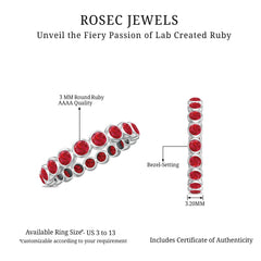 2 CT Bezel Set Round Shape Created Ruby Eternity Ring