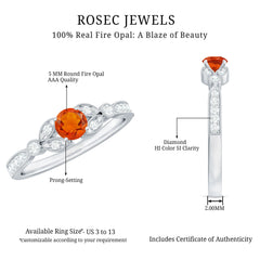 Minimal Fire Opal and Diamond Promise Ring