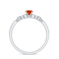 Minimal Fire Opal and Diamond Promise Ring