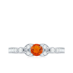 Minimal Fire Opal and Diamond Promise Ring
