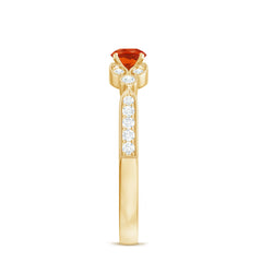 Minimal Fire Opal and Diamond Promise Ring