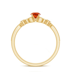 Minimal Fire Opal and Diamond Promise Ring