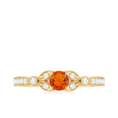 Minimal Fire Opal and Diamond Promise Ring