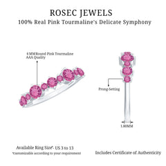 Certified Pink Tourmaline Half Eternity Band Ring