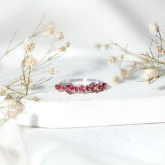 Certified Pink Tourmaline Half Eternity Band Ring