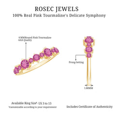 Certified Pink Tourmaline Half Eternity Band Ring