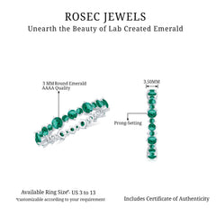 Lab Grown Emerald Full Eternity Wedding Anniversary Ring with Certificate